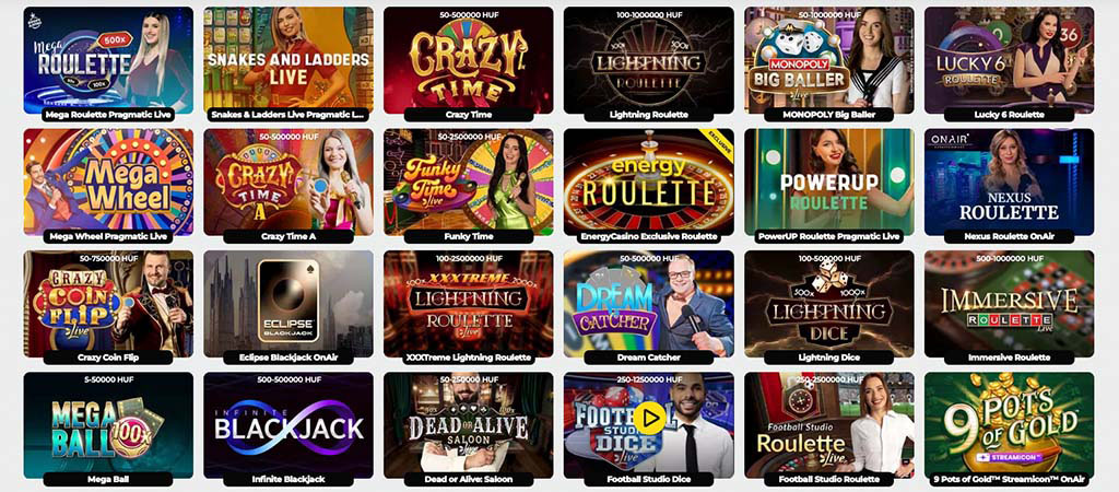 Élő kaszinó játékok az Energy Casino felületén, blackjack