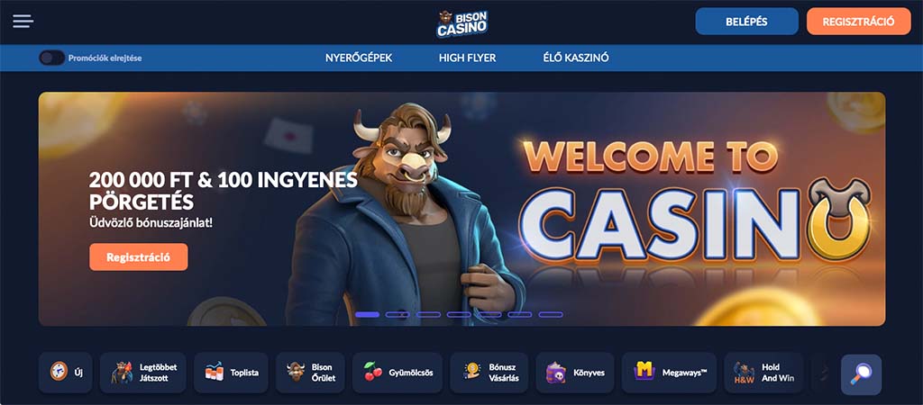 bison casino, online kaszinó, weboldal