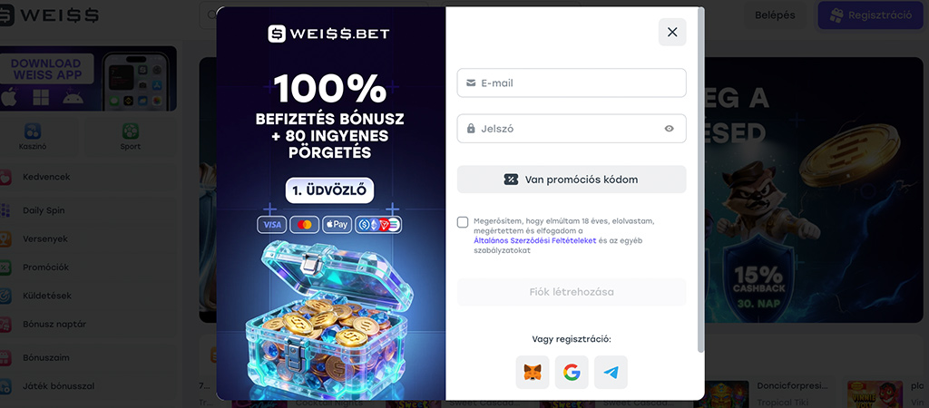 weiss kaszinó, regisztráció, online casino