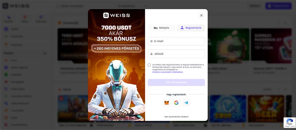 weiss kaszinó, regisztráció, online casino